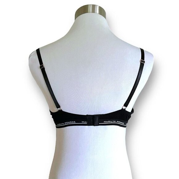 Marilyn Monroe Bra Sz 36C Black Padded Push Up Underwire 7233 Button Detail - Picture 6 of 8
